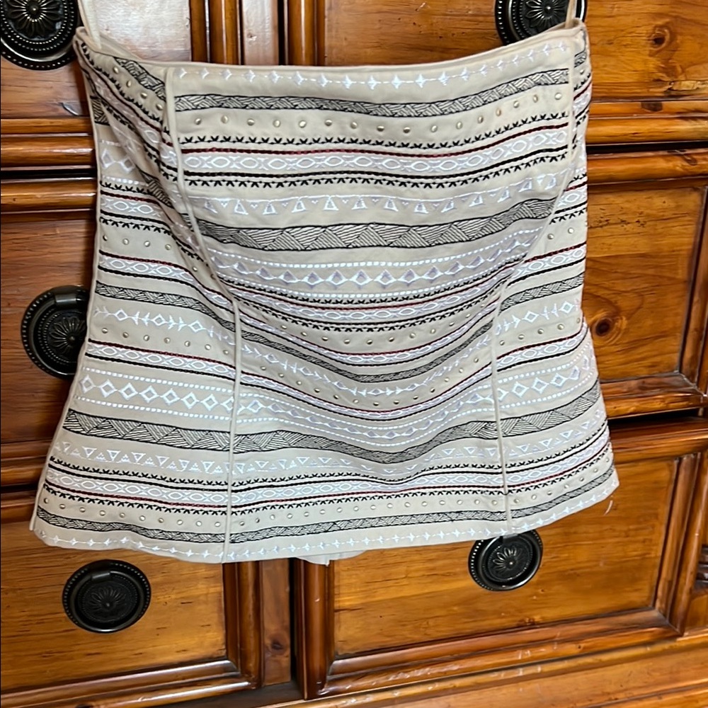 Aztec Print White House Black Market corset style ladies top.